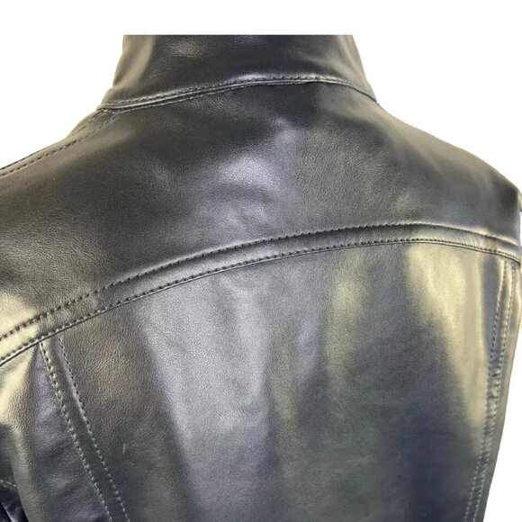 Emporio Collezioni Faux Leather Motorcycle Jacket Black XXL - Picture 5 of 8